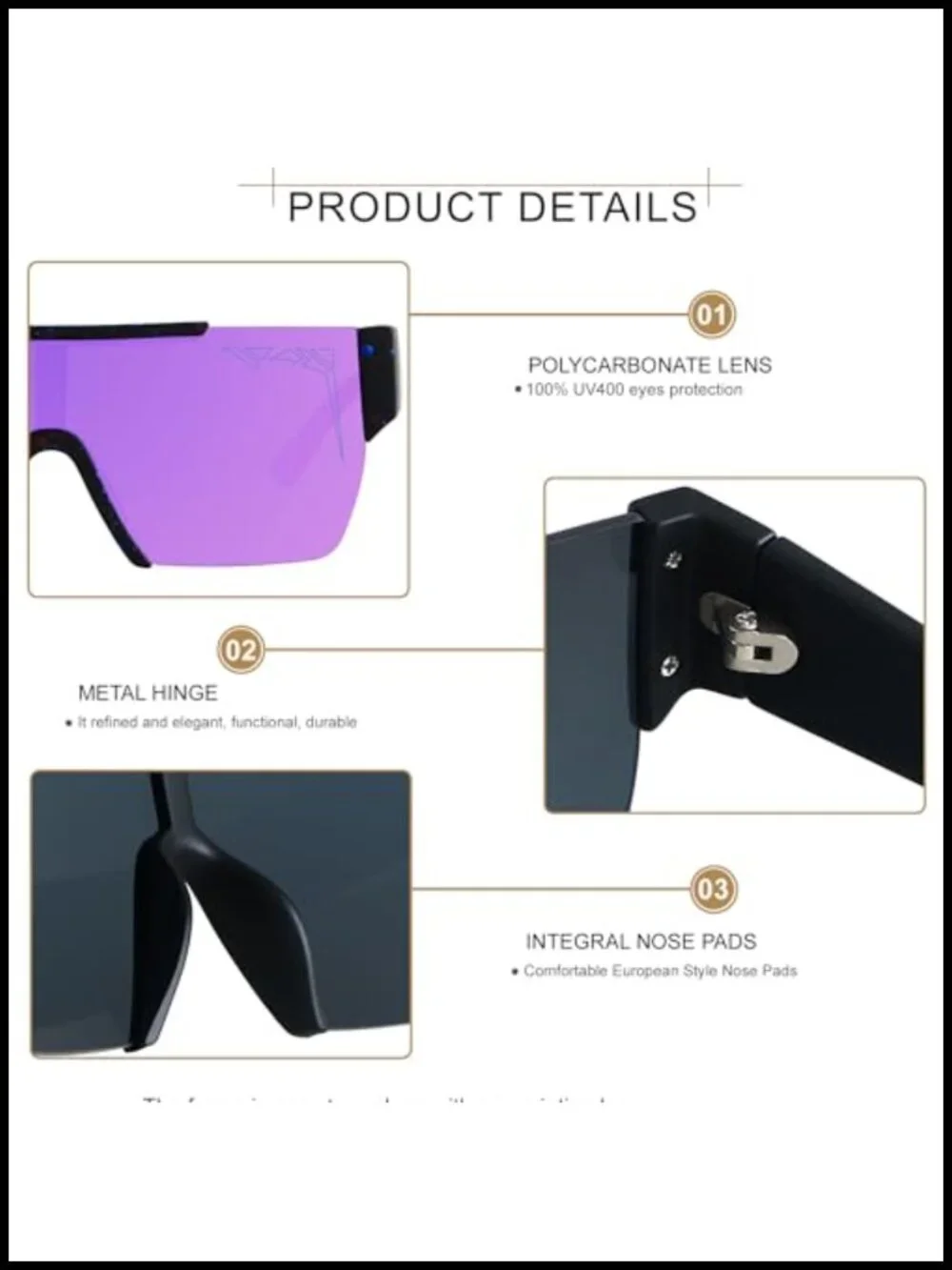 Square Flat Top Shield Sunglasses UV400 Protection Unisex Adults